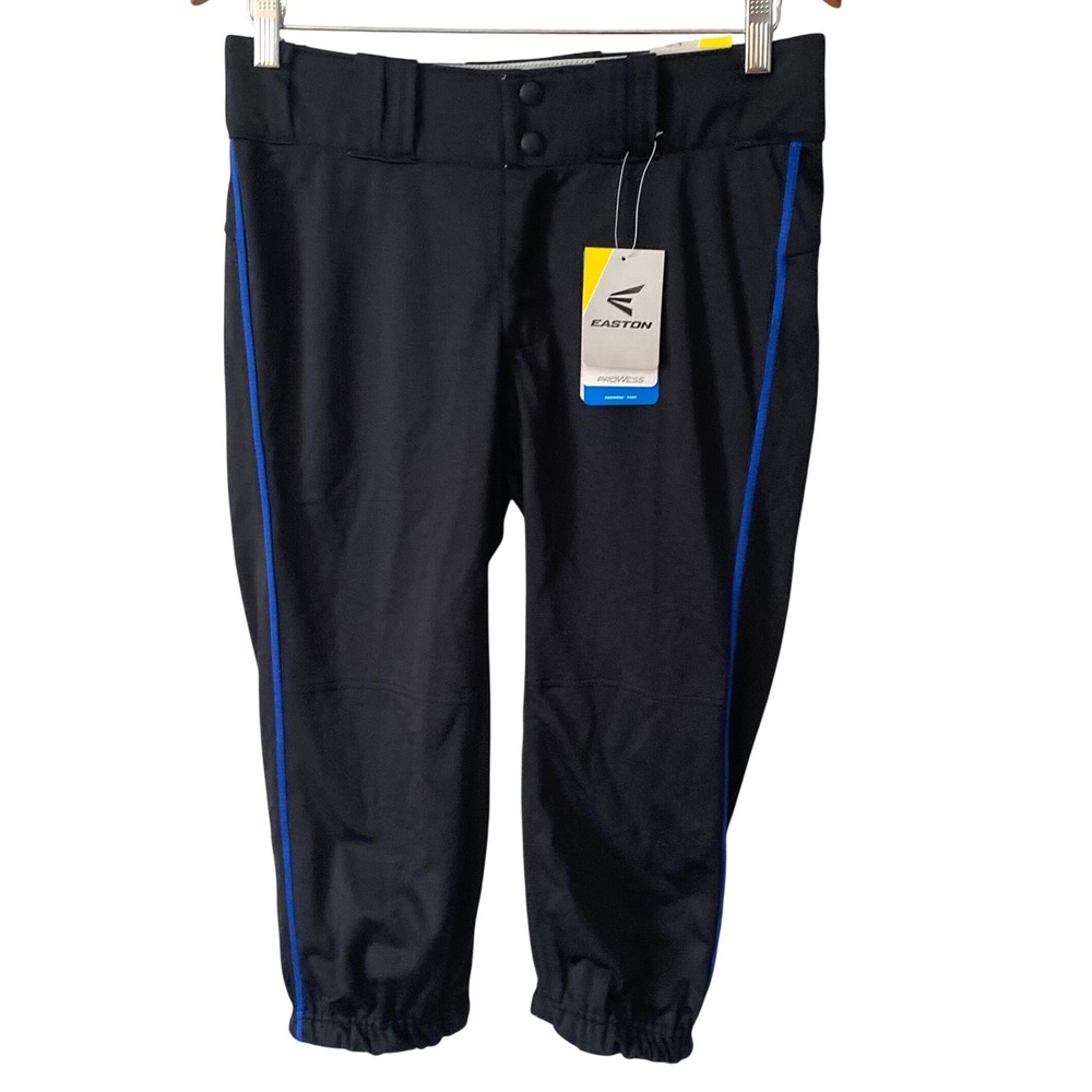 Easton Prowess Piped Softball Pants Black Royal Blue Women Large Sportswear